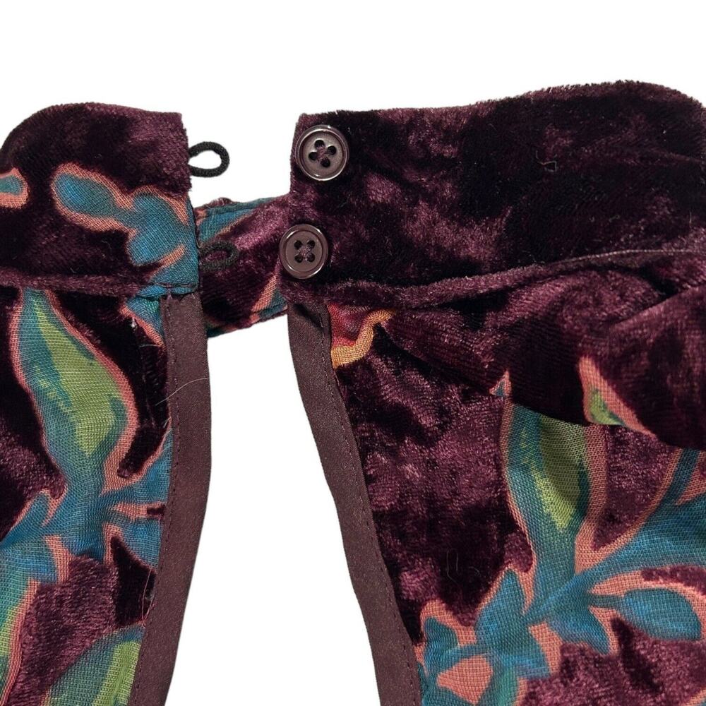 NWT Band of Gypsies Floral Velvet Halter Mini Dress Burgundy Plum XS Earthy Rose - Picture 10 of 16